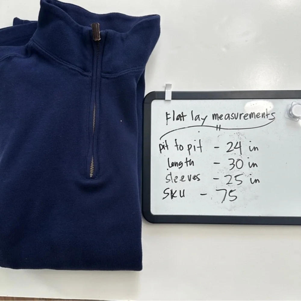 Polo Ralph Lauren Sweater‎ Mens XL Quarter Zip Pullover Blue Cotton Pony